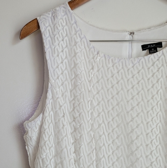 R&K Lace Sleeveless Pink Peach White Chevron Midi Dress 16 - Picture 3 of 16